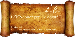 Lövenberger Ciceró névjegykártya